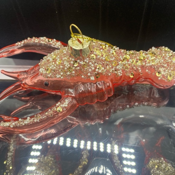 Beekman Home Lobster Set of 6 Glass Indent Embellished Christmas Ornaments - Picture 2 of 6